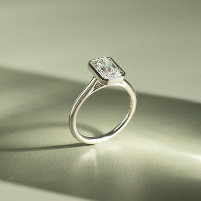 2 CT Radiant Bezel Solitaire Moissanite Engagement Ring