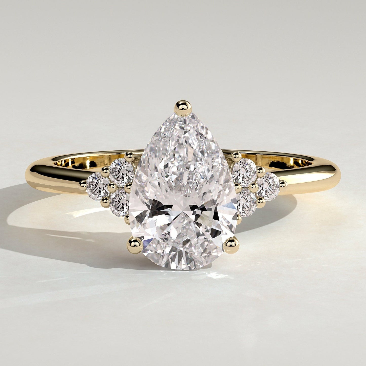 2 CT Pear Cluster Moissanite Engagement Ring