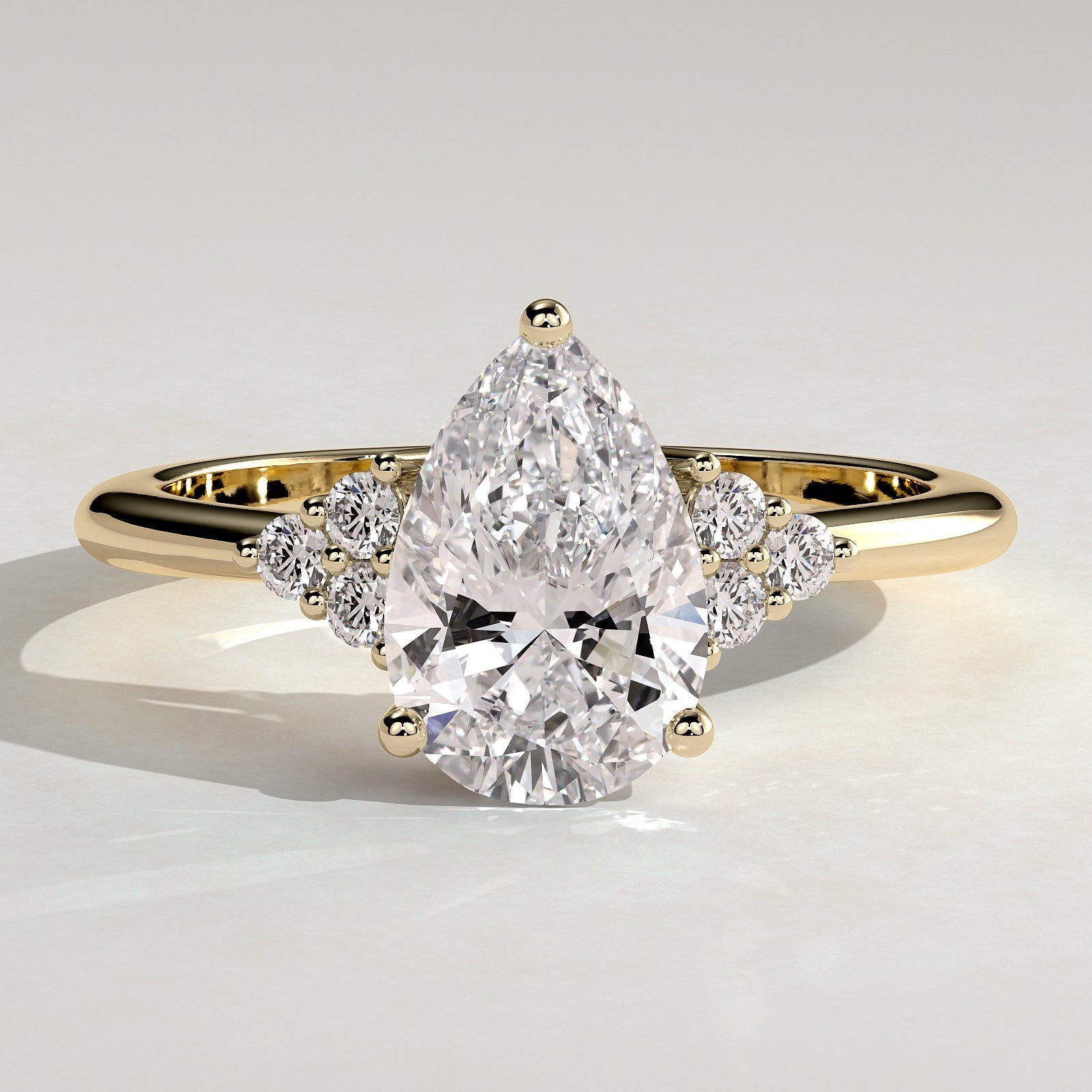 2 CT Pear Cluster Moissanite Engagement Ring