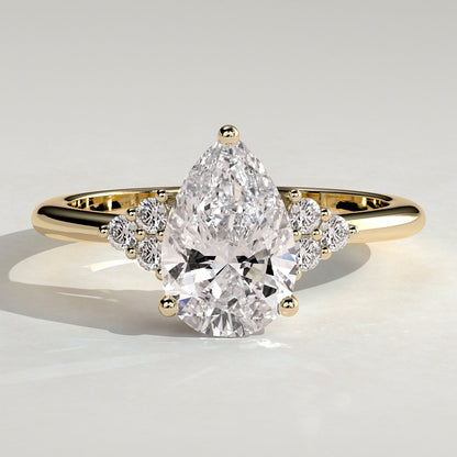 2 CT Pear Cluster Moissanite Engagement Ring