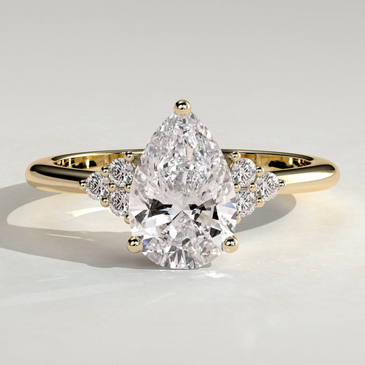 2 CT Pear Cluster Moissanite Engagement Ring
