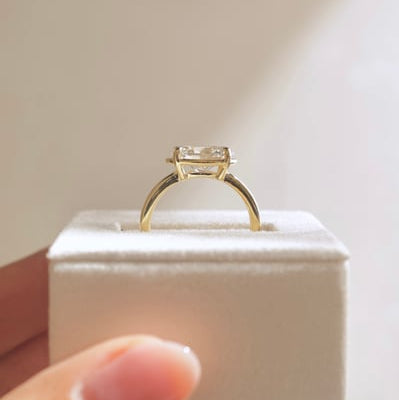 2 CT East West Oval Bezel Solitaire Moissanite Engagement Ring