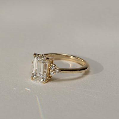 2 CT Emerald Cluster Moissanite Engagement Ring