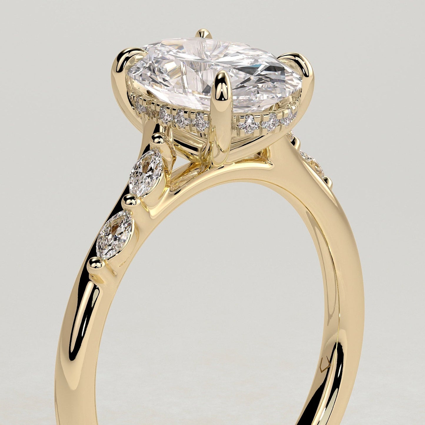2 CT Oval Pave Moissanite Engagement Ring