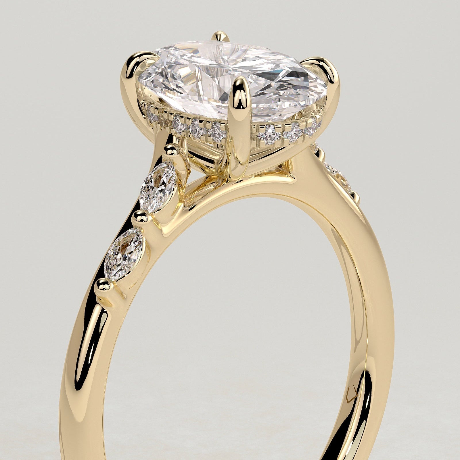 2 CT Oval Pave Moissanite Engagement Ring