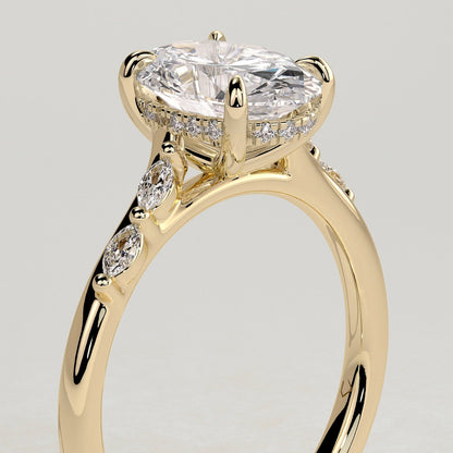 2 CT Oval Pave Moissanite Engagement Ring
