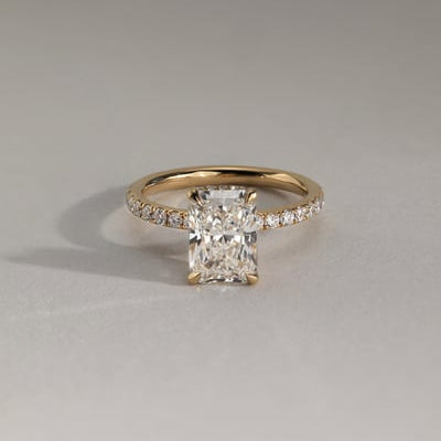 2 CT Radiant Pave Moissanite Engagement Ring