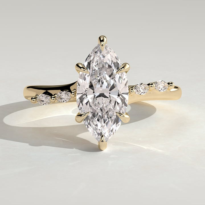 2 CT Marquise Pave Moissanite Engagement Ring