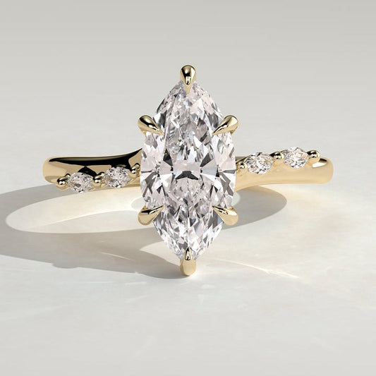 2 CT Marquise Pave Moissanite Engagement Ring