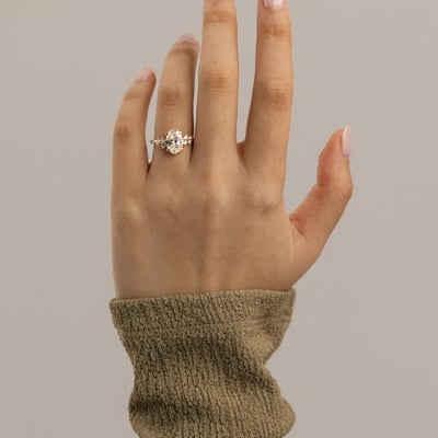 2 CT Oval Cluster Moissanite Engagement Ring