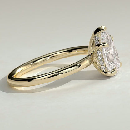 2 CT Pear Hidden Halo Moissanite Engagement Ring