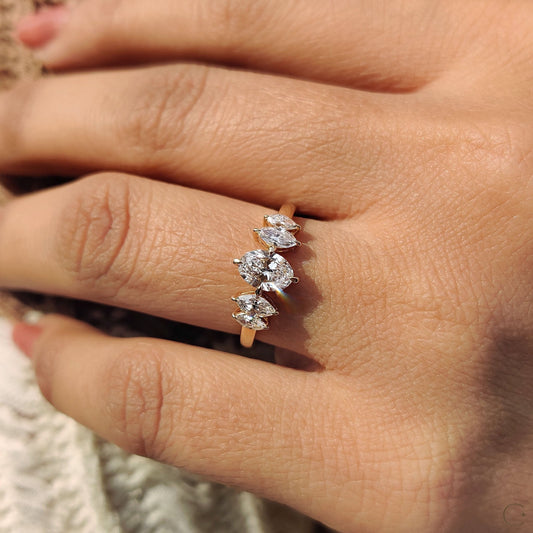 0.50 CT Oval Cluster Moissanite Engagement Ring