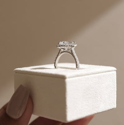 2 CT Marquise Halo & Pave Moissanite Engagement Ring