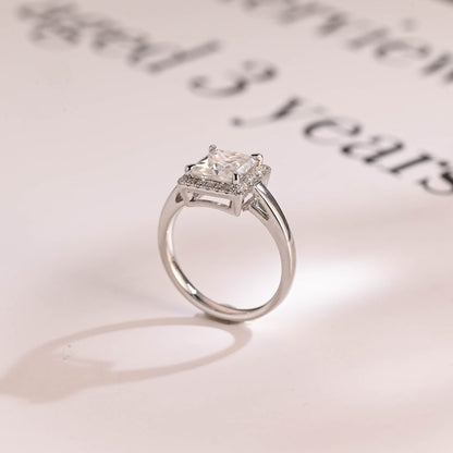 2.0 CT Princess Halo Moissanite Engagement Ring
