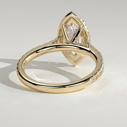 2 CT Marquise Halo & Pave Moissanite Engagement Ring