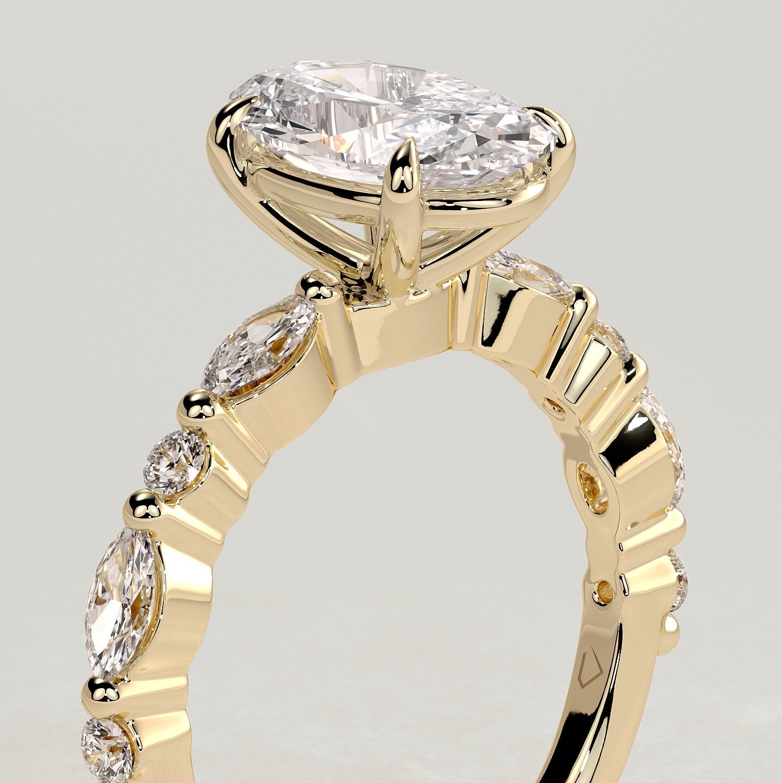 2 CT Oval Cluster Moissanite Engagement Ring
