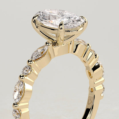 2 CT Oval Cluster Moissanite Engagement Ring