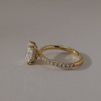 2 CT Elongated Pave Moissanite Engagement Ring