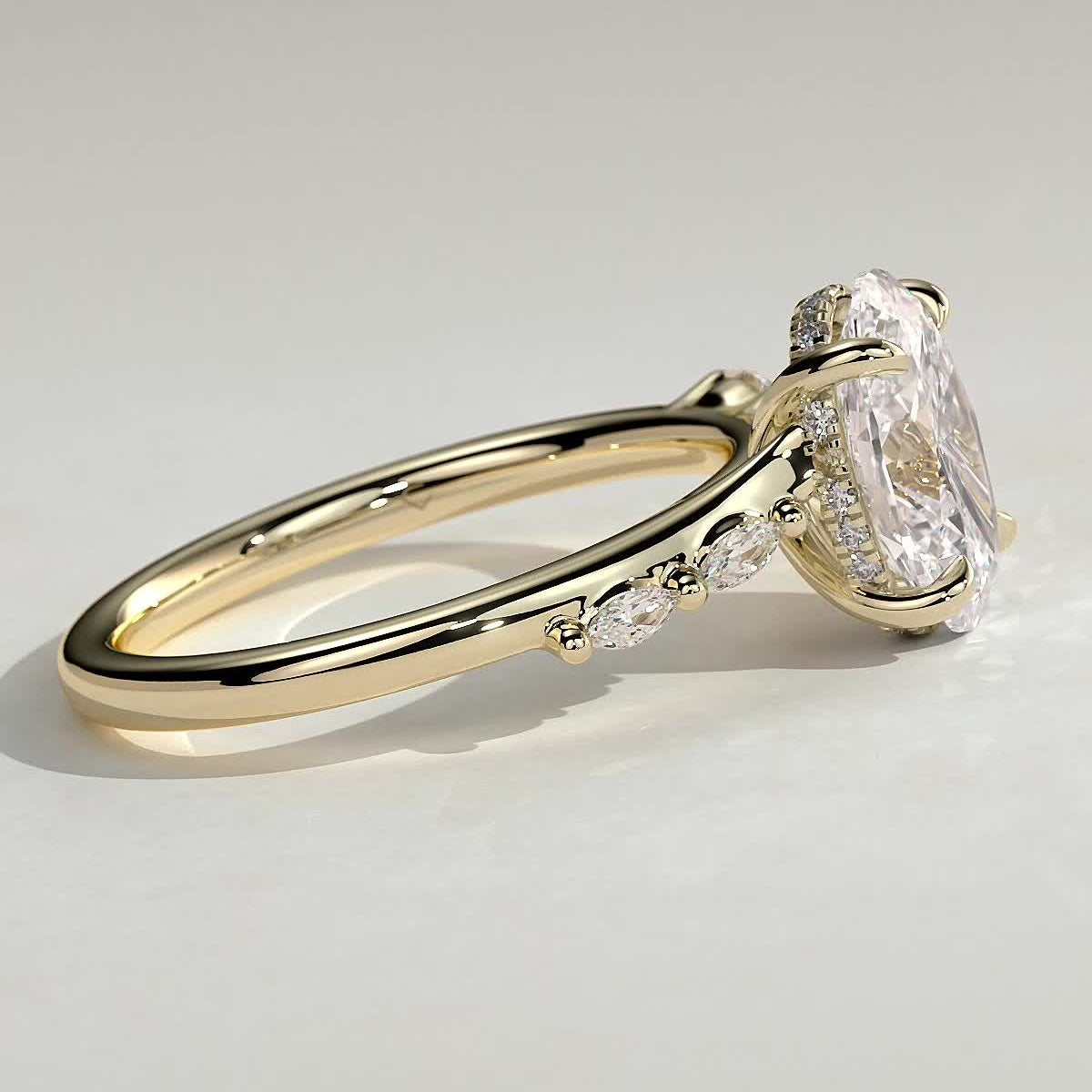 2 CT Oval Pave Moissanite Engagement Ring