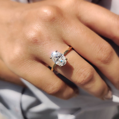 2.50 CT Oval Hidden Halo Moissanite Engagement Ring