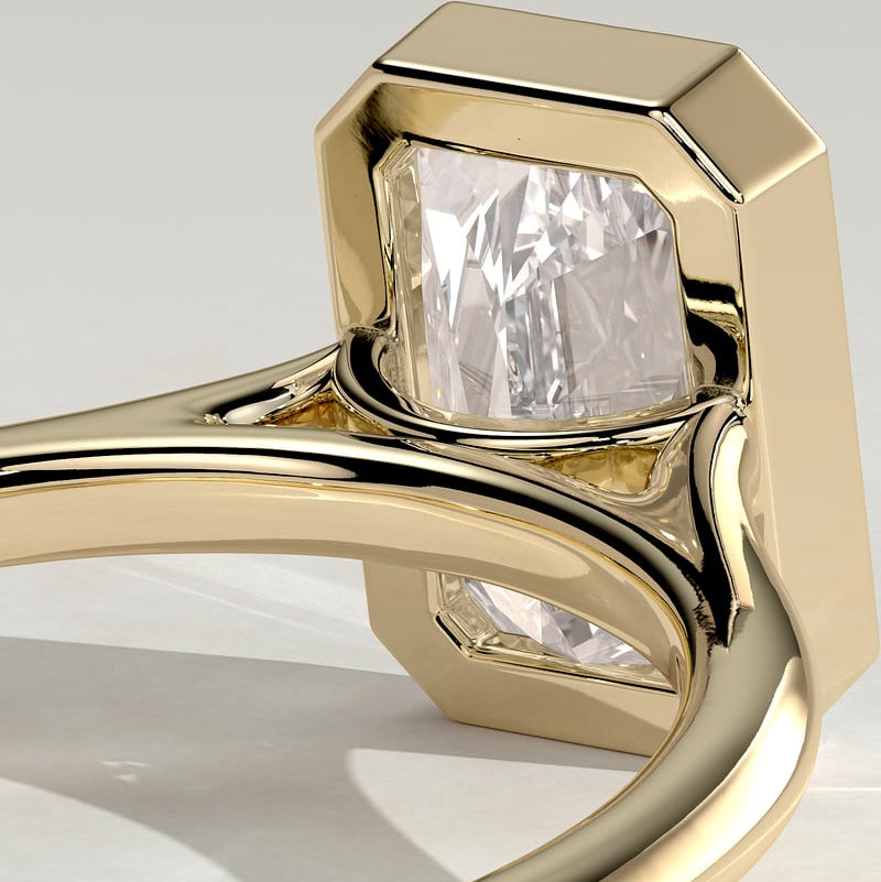 2 CT Radiant Bezel Solitaire Moissanite Engagement Ring