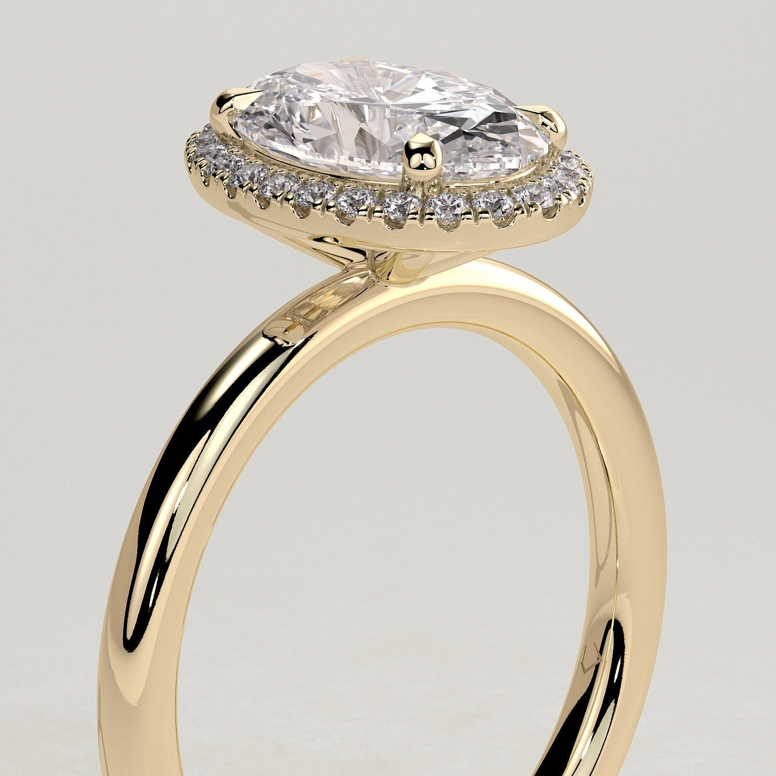 2 CT Oval Halo Moissanite Engagement Ring