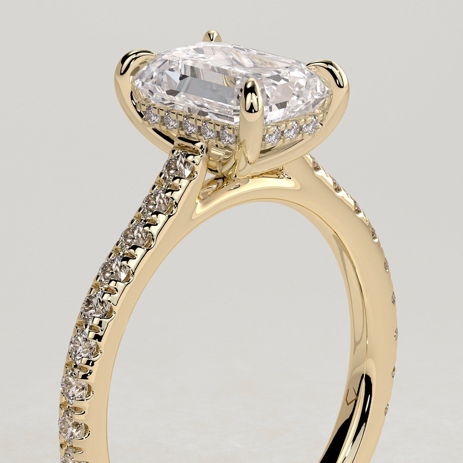 2 CT Emerald Pave Moissanite Engagement Ring