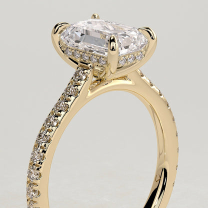 2 CT Emerald Pave Moissanite Engagement Ring