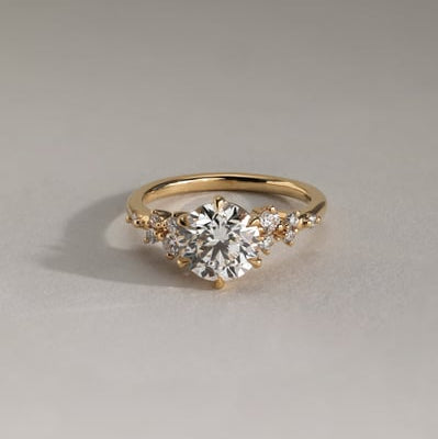2 CT Round Cluster Moissanite Engagement Ring