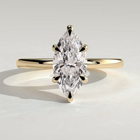 2 CT Marquise Hidden Halo Moissanite Engagement Ring