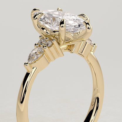 2 CT Marquise Cluster Moissanite Engagement Ring
