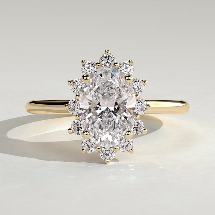 2 CT Oval Halo Moissanite Engagement Ring