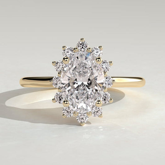 2 CT Oval Halo Moissanite Engagement Ring