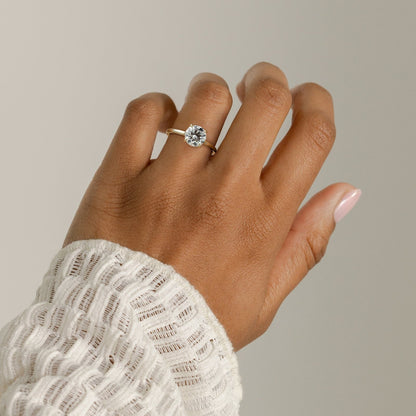 2 CT Round Hidden Halo Moissanite Engagement Ring