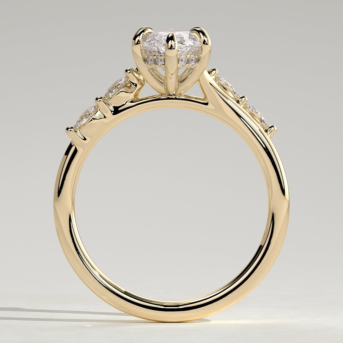 2 CT Marquise Pave Moissanite Engagement Ring