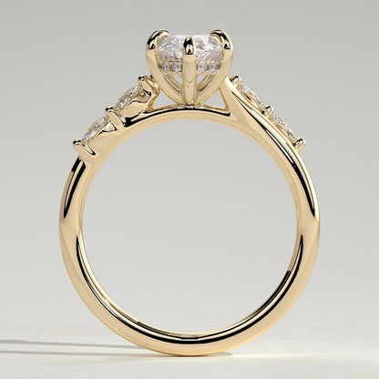 2 CT Marquise Pave Moissanite Engagement Ring