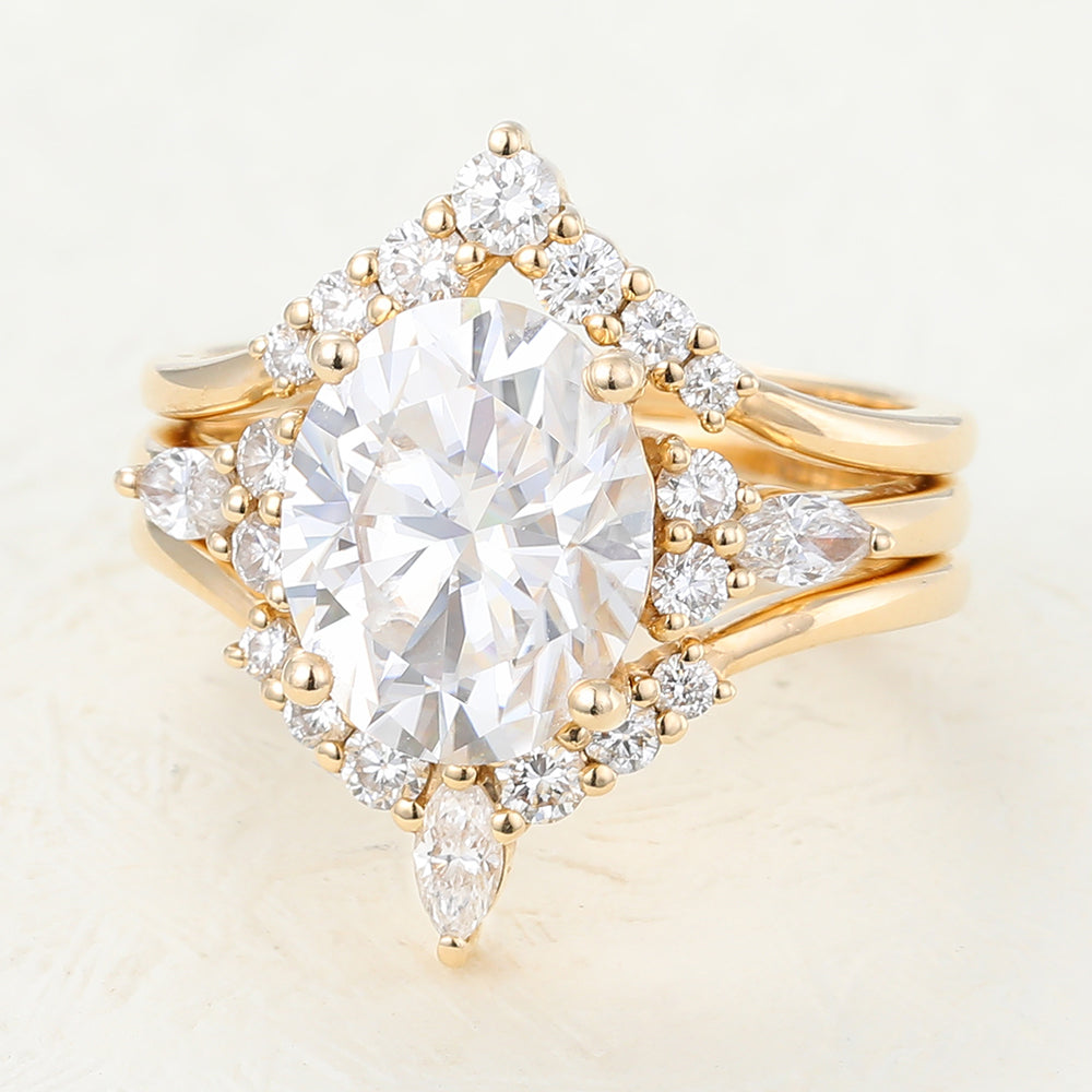 3 CT Oval Cluster Moissanite Bridal Set