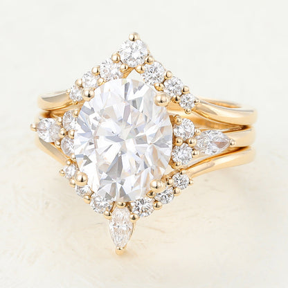 3 CT Oval Cluster Moissanite Bridal Set