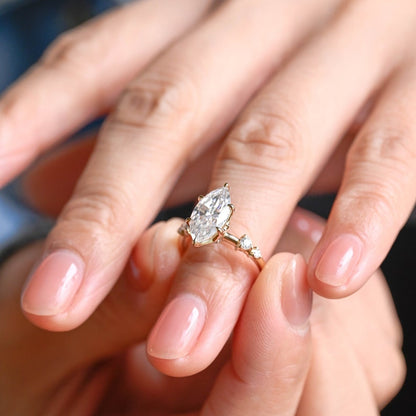 2.0 CT Marquise Pave Moissanite Engagement Ring