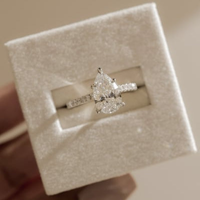 2 CT Pear Pave Moissanite Engagement Ring