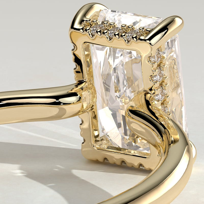 2 CT Radiant Hidden Halo Moissanite Engagement Ring