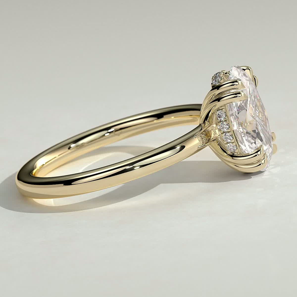 2 CT Oval Hidden Halo Moissanite Engagement Ring