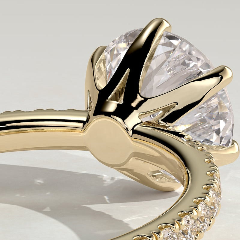 2 CT Round Pave Moissanite Engagement Ring