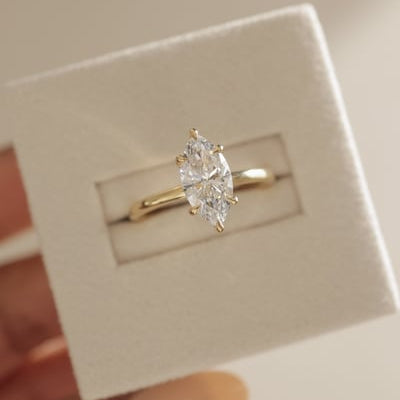2 CT Marquise Hidden Halo Moissanite Engagement Ring