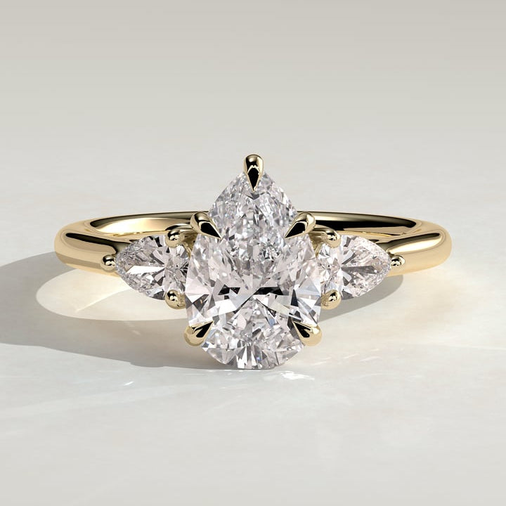 2 CT Pear Trilogy Three Stone Moissanite Engagement Ring