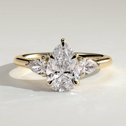 2 CT Pear Trilogy Three Stone Moissanite Engagement Ring