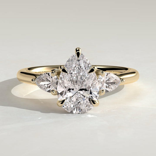 2 CT Pear Trilogy Three Stone Moissanite Engagement Ring