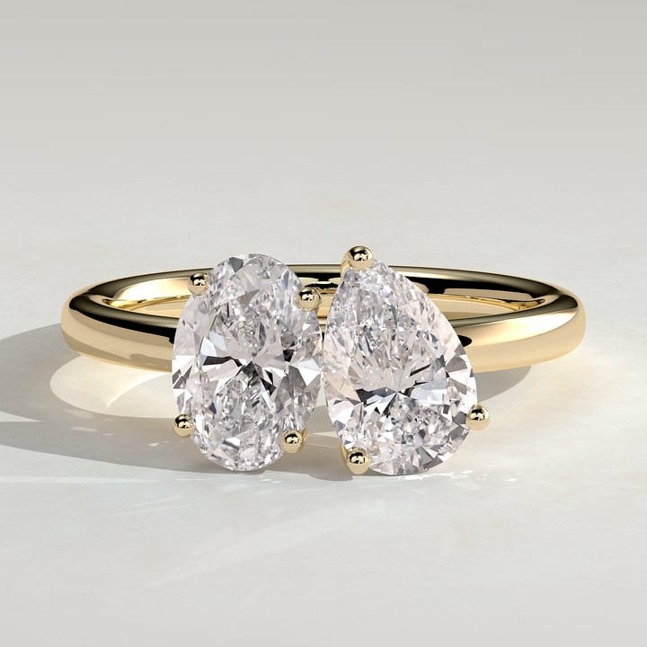 1 CT Pear Toi et Moi Moissanite Engagement Ring