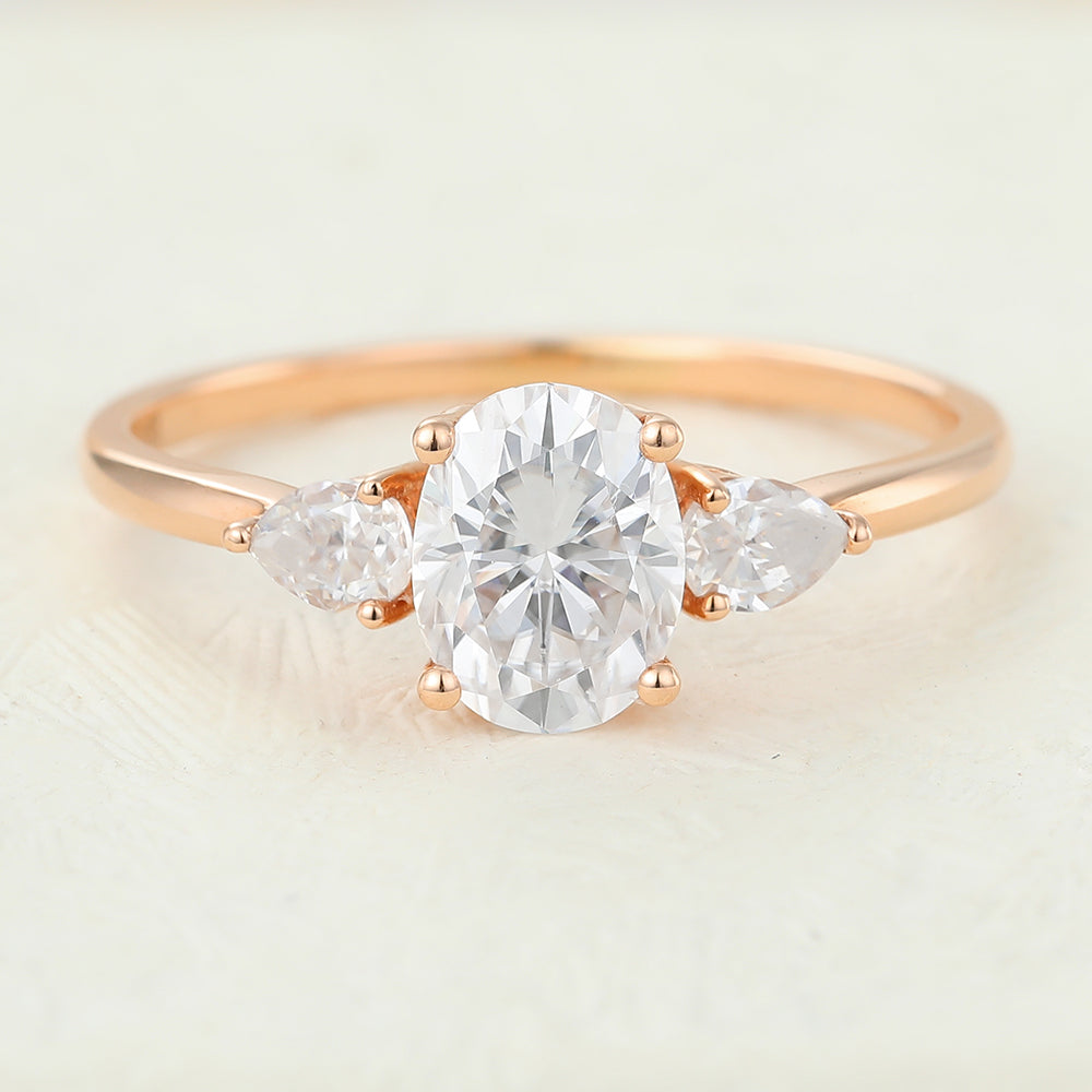 1.33 CT Round Shaped Moissanite Engagement Ring In Three Stone Design