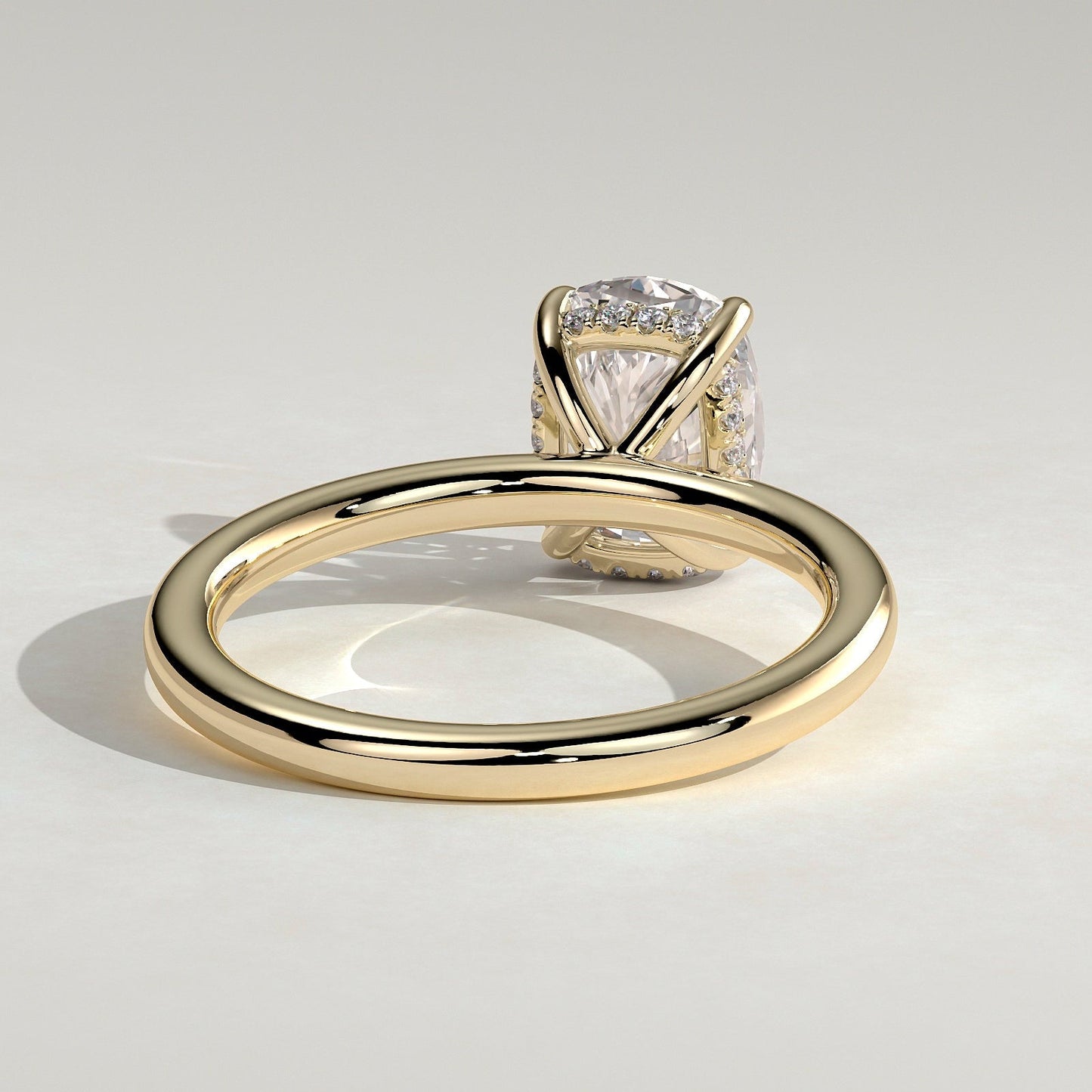 2 CT Elongated Cushion Hidden Halo Moissanite Engagement Ring